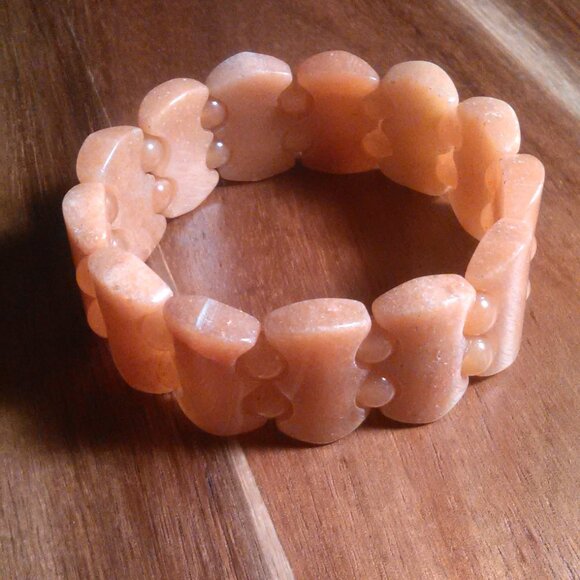 Red Aventurine Fancy Shape Stretch Bracelet - Picture 6 of 13